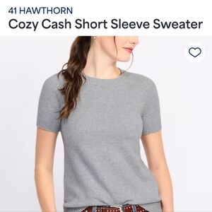 41 Hawthorn CozyCash Short Sleeve Crewneck Sweater - Light Gray NWOT